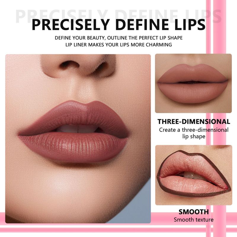 Lipliner, 12 Farben, matter Lippenstift, Lipliner-Set, Nude-Farbe, langanhaltend, nicht verblassend, erste Generation_voghion.com