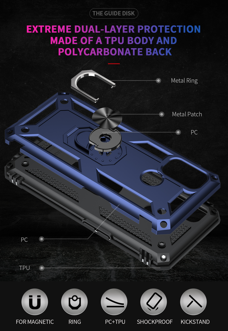Til OPPO A32 A53 A53S 2020 etui Luksus Armor Magentic Silikone telefontaske til OPPO A15 A15S A35 Bilholder Ringetui_voghion.com