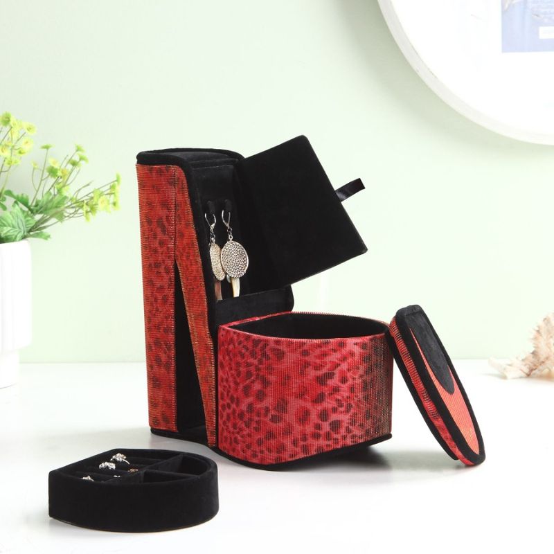Display Print 9 Heel Tall Box Storage Jewelry Shoe Design Leopard High With Hidden_voghion.com