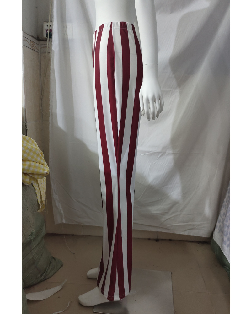 Women's Loose Wide-leg Vertical Stripe Sports Casual Pants_voghion.com