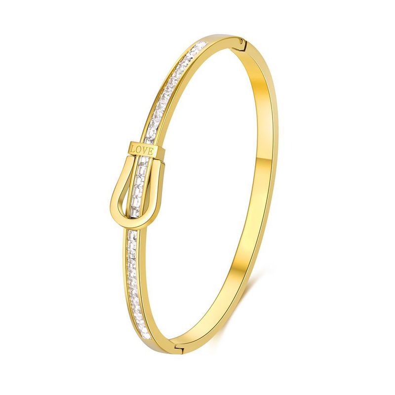 Women's Jewelry Titanium Steel Bracelet For Girls High End Luxury Style Couple Style Curved Row Engraved LOVE Stainless Steel Diamond Bracelet_voghion.com