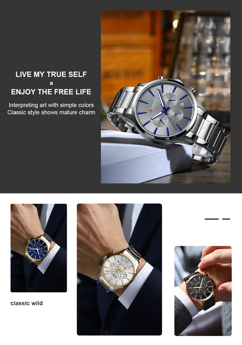 Men's Classic Business Watch With Round Dial, Date Display & Water Resistant, Quartz Movement, Alloy Strap Waterproof Business Watch Quartz Watch_voghion.com