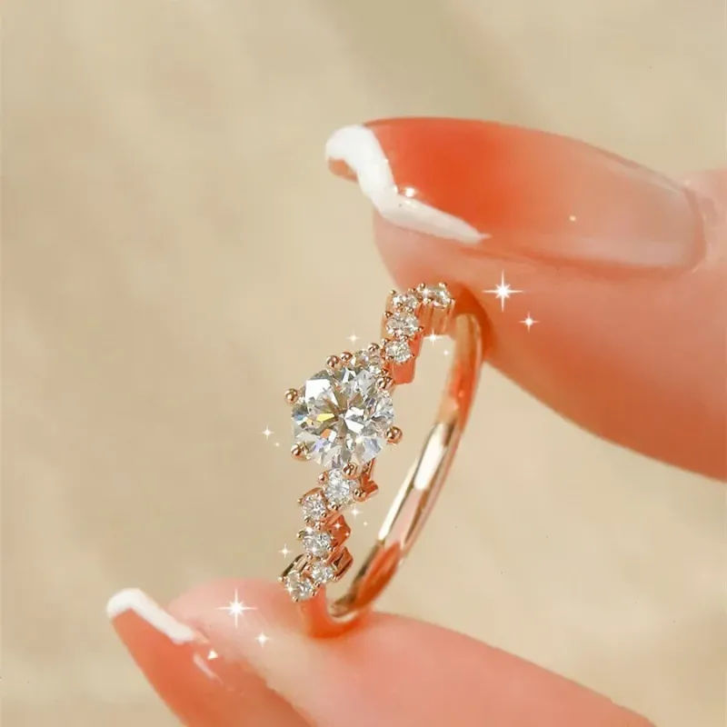 Lagervare koreansk ny til kvinder Instagram lille design udsøgt alsidig pegefingerring super funklende zirkonringe gave_voghion.com
