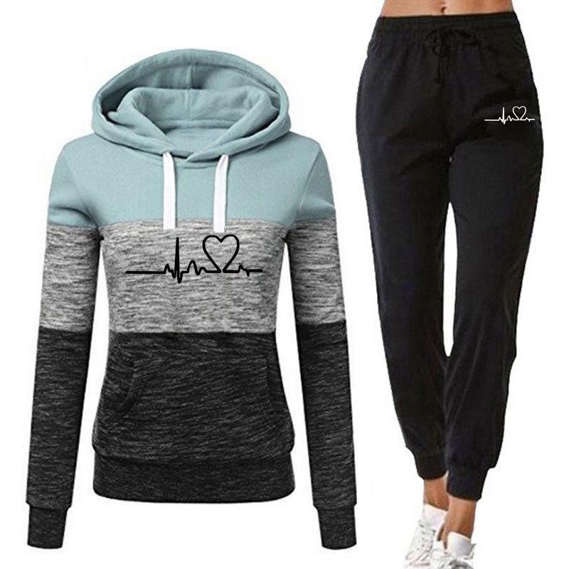 Tuta con cappuccio e pantaloni lunghi color block autunno inverno 2023 Abbigliamento da donna_voghion.com