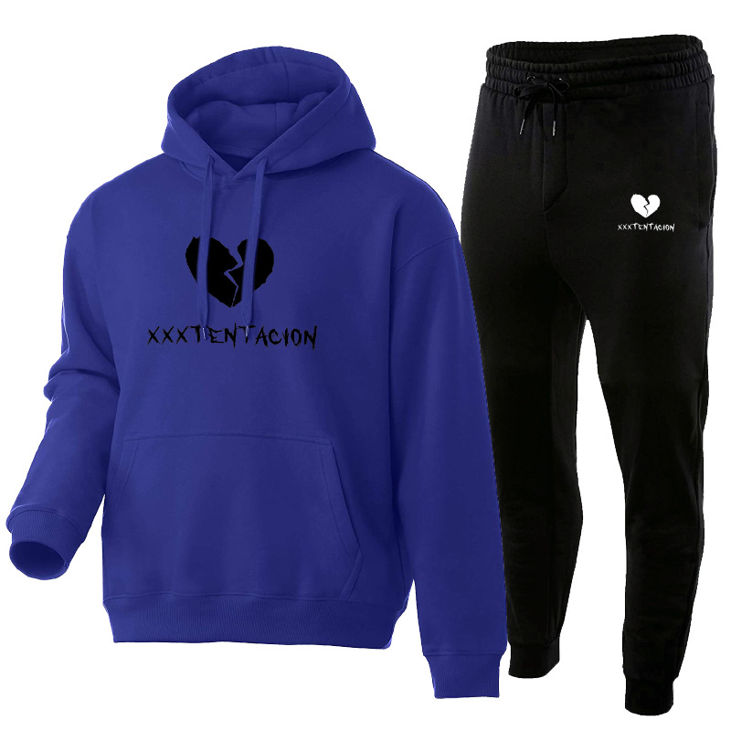 Xxxtentacion bedrucktes Hoodie-Set aus Herrenpullover, Hose und weicher Sportbekleidung_voghion.com
