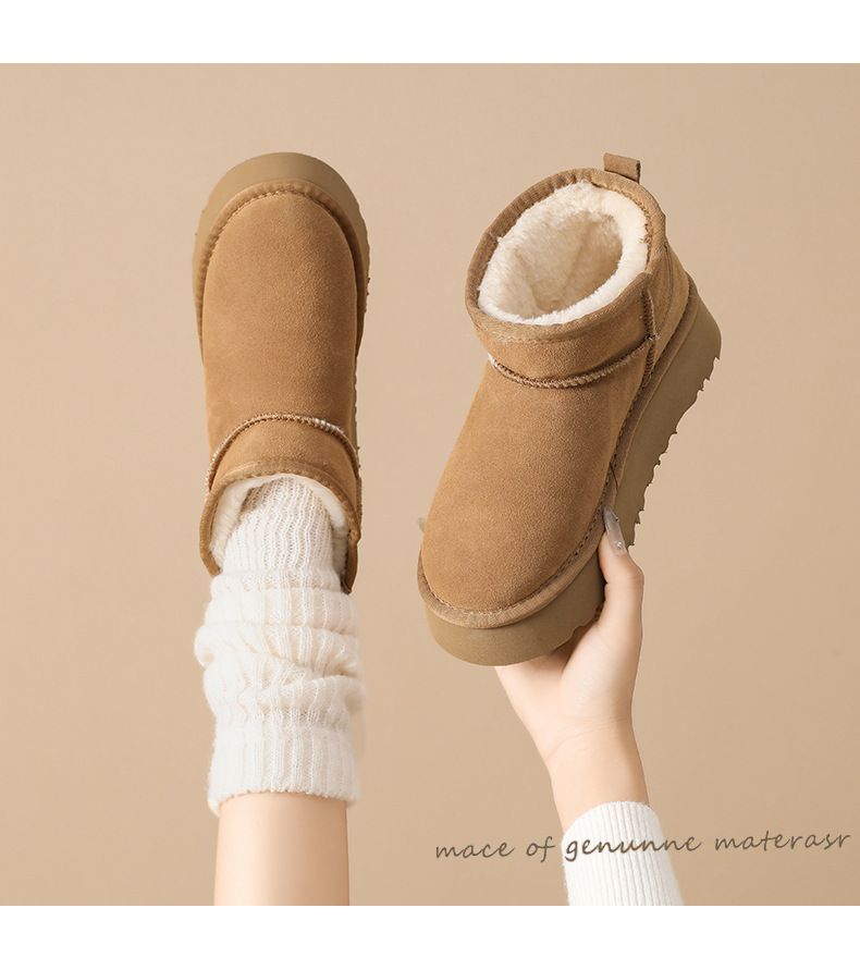Damenschuhe Schneestiefel Winter Pelz Eins Mit Wolle Verdickung Warm Erhöhen Brot Baumwolle Schuhe_voghion.com