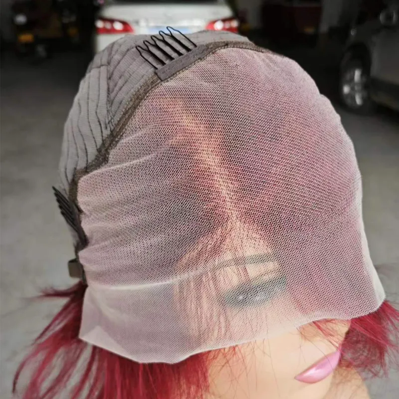 Parrucca frontale in pizzo 13x4 Parrucche per capelli umani brasiliani Remy per donne Attaccatura dei capelli prepizzicata ondulata Parte laterale Bob corto_voghion.com