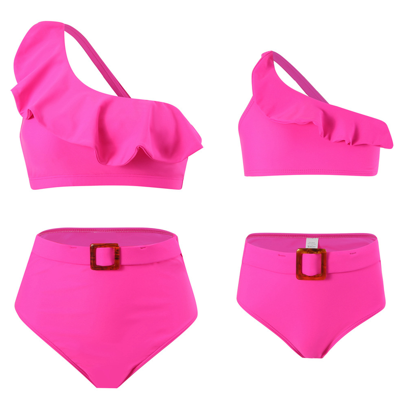 Maillot de bain familial Maillot de bain Hi Fish Maillot de bain familial bikini à épaules diagonales_voghion.com