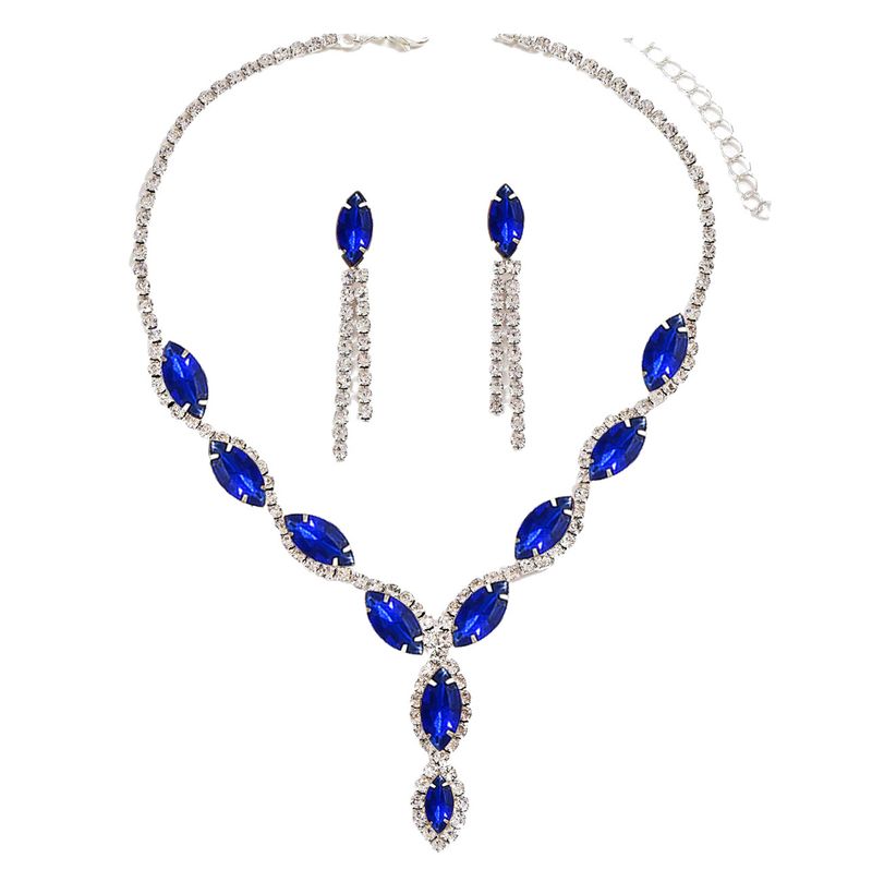 Set di gioielli da donna - Elegante collana con strass, orecchini e bracciale per feste serali, design geometrico, set di collana di lusso con luce rossa/nera/blu_voghion.com