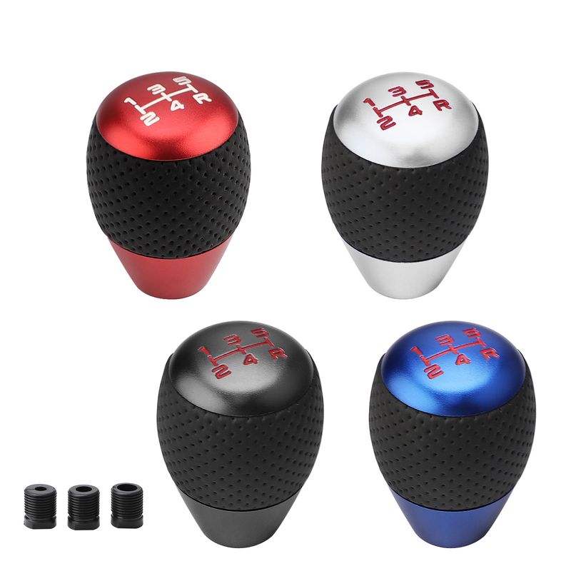 Pomello del cambio in pelle con adattatore M8 M10 M12 per auto in alluminio universale, testa a 5 velocità_voghion.com