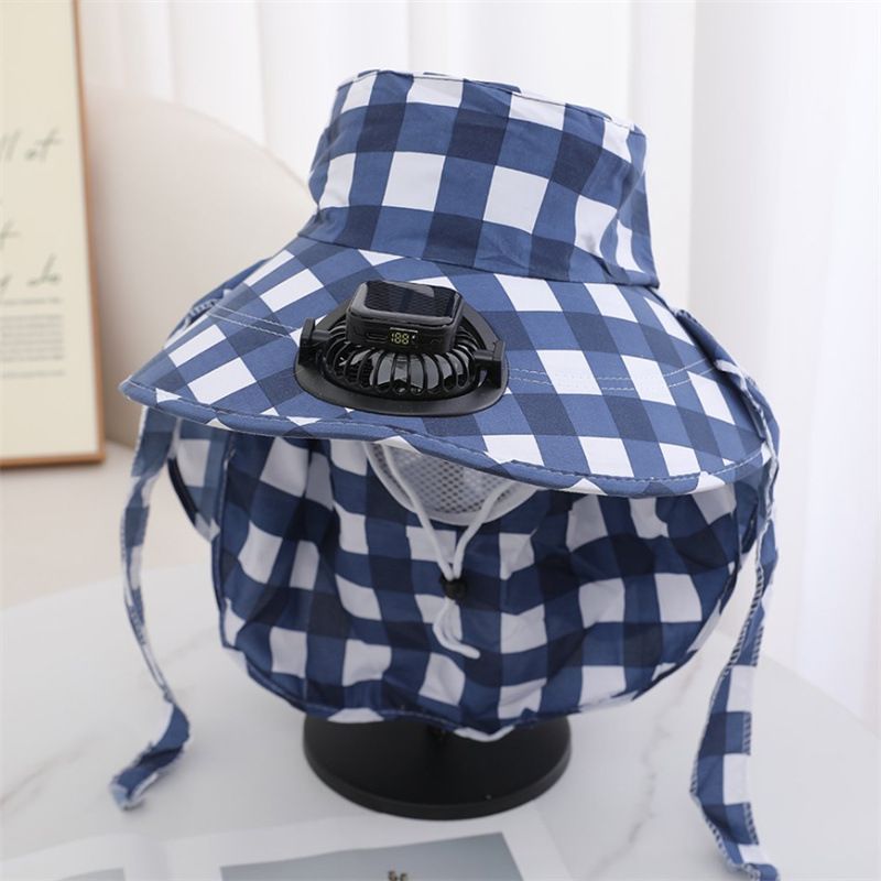 Protection Women, Summer Solar Charging With Fan, Full Face Mask, Outdoor Sun Hat For Moms And Grandmas_voghion.com
