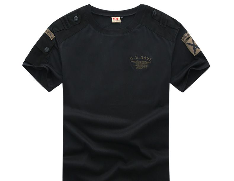 Military Tactical T-shirt For Men - Quick-dry Camo Tee With Special Forces Style (Army Green/Black/Woodland Camo, Seal Team/Airborne Inspired)_voghion.com