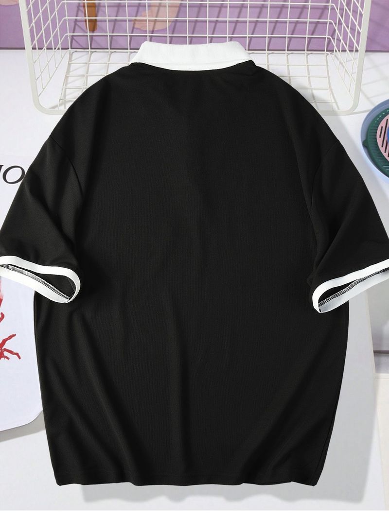 Herren-Poloshirt mit Revers, europäischer und amerikanischer Straßensport, kurzärmeliges T-Shirt, Poloshirt-Stil_voghion.com