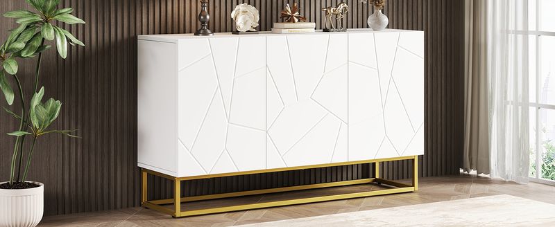 Buffet Hochglanz avec 4 compartiments, meuble buffet moderne Anrichte Schrank, 130 cm de large_voghion.com