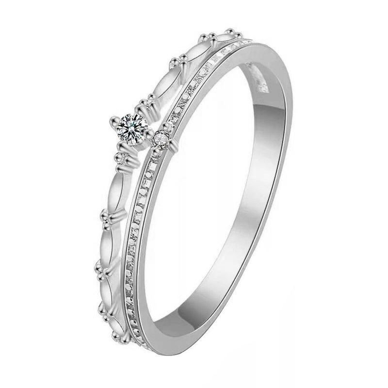 Ring van sterlingzilver (S925) voor dames, high-end persoonlijkheid, dubbellaags nicheontwerp, 14-karaats vergulde diamanten ring_voghion.com
