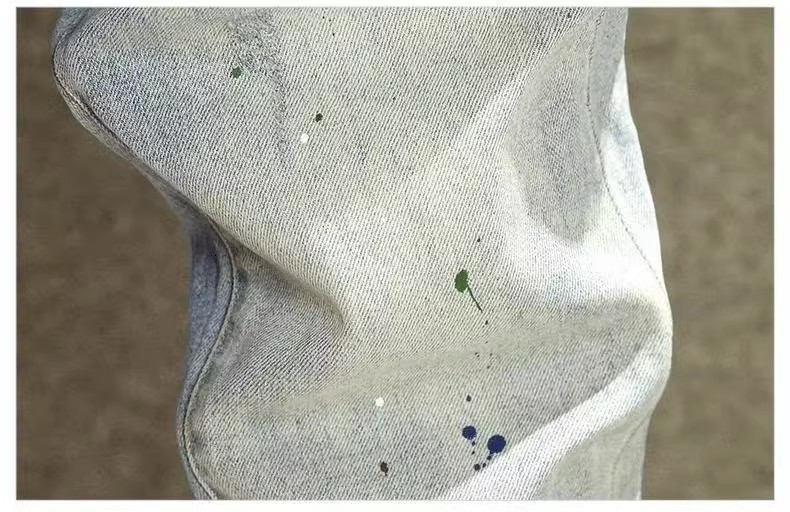 Men's Trendy High Street Ink-splashed Jeans Youth Elastic Slim Fit Personalized Printed Skinny Long Pants Men_voghion.com