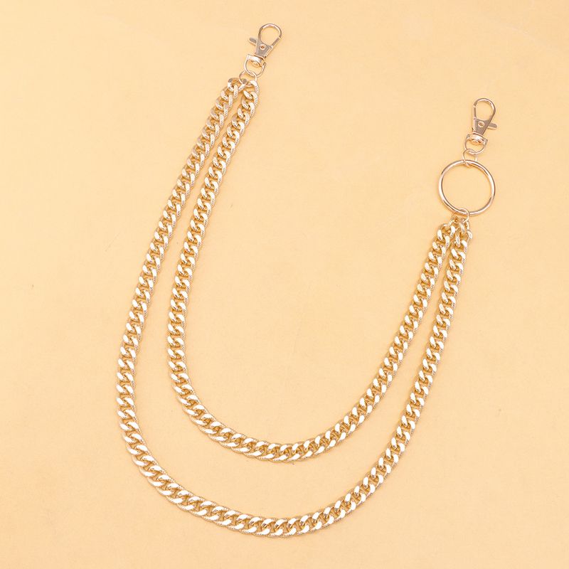 Accessori di vendita caldi, catena di metallo a doppio strato alla moda e alla moda, accessori per abbigliamento in denim versatili e semplici_voghion.com