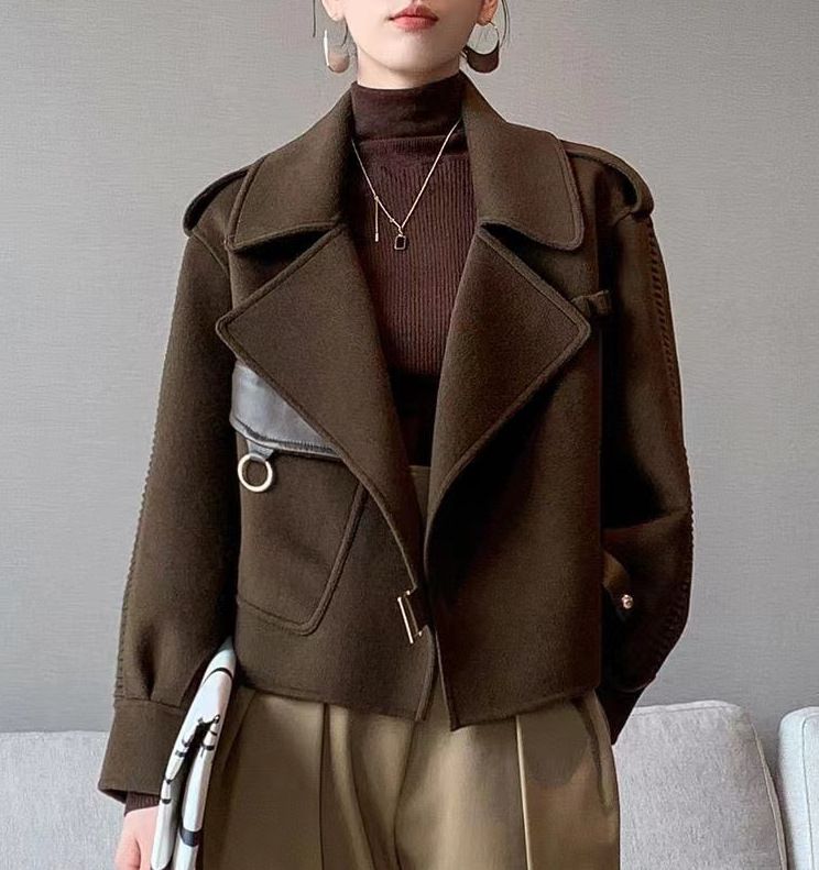 Ropa de mujer nueva moda otoño e invierno estilo coreano elegante delgado temperamento versátil abrigo de lana corto de moda_voghion.com