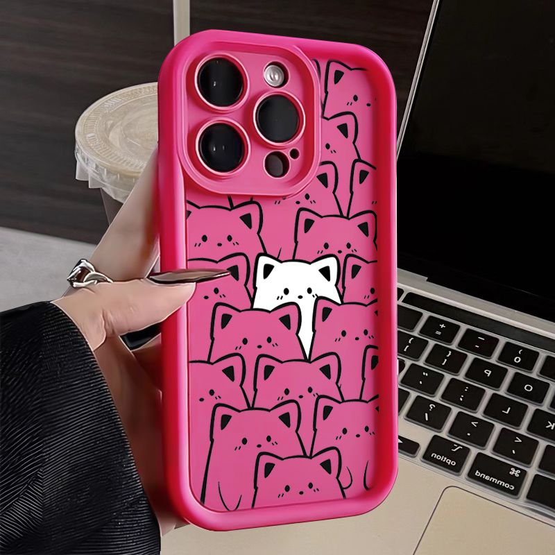 Cute Full Cat Phone Case For Xiaomi 14T 13T 15 Pro Poco F6 M6 C75 Pro Redmi Note 14 Pro Plus 14C Cartoon Shockproof Bumper Cover_voghion.com