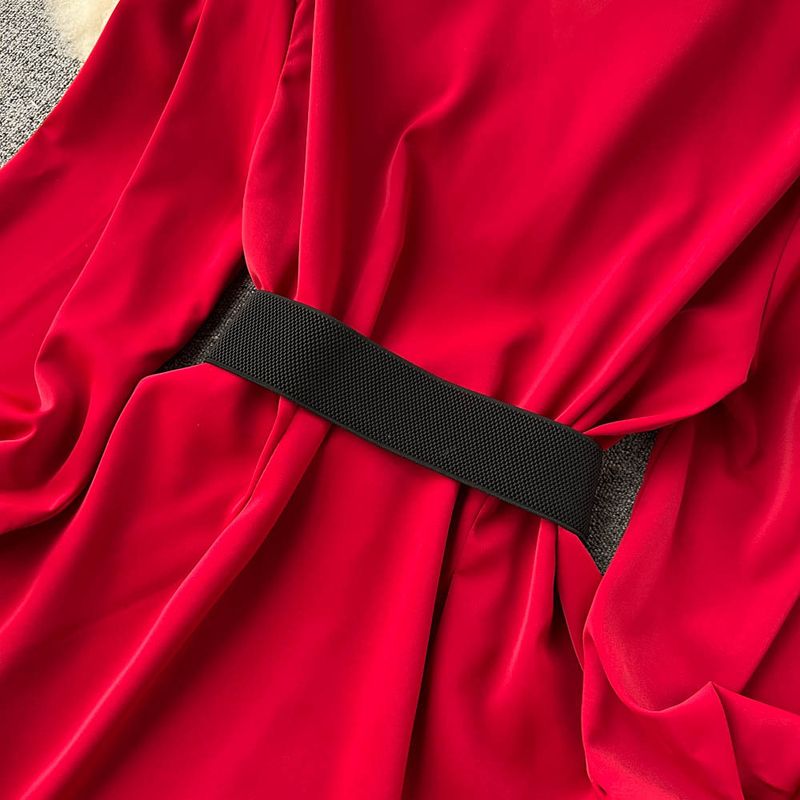 Damenbekleidung Einzigartiges zierliches Kleid mit Schnürung an der Taille für den Herbst Hochwertiges und schönes Temperament Langärmliges weißes Hemdkleid für Damen_voghion.com