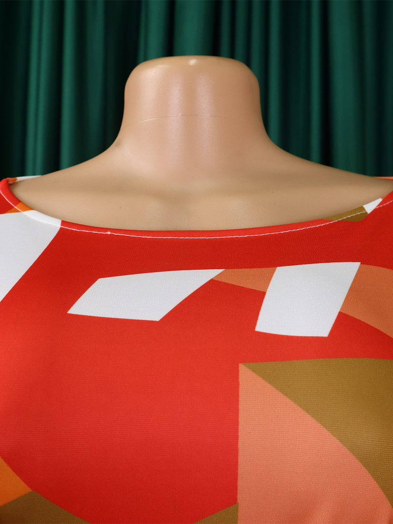 Blusa feminina estampada com cadarço, gola redonda, tamanho grande, estilo africano_voghion.com