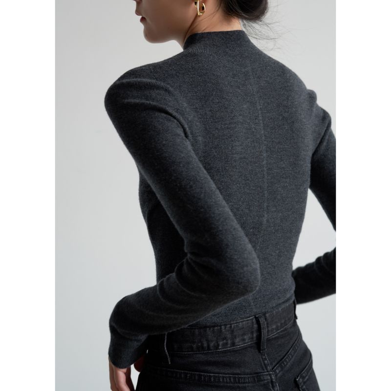 SS STUDIO Nahtloser Einteiliger Pendel-Eleganter Halbrollkragen-Wollstrickpullover Für Damen Herbst Winter Basishemd_voghion.com