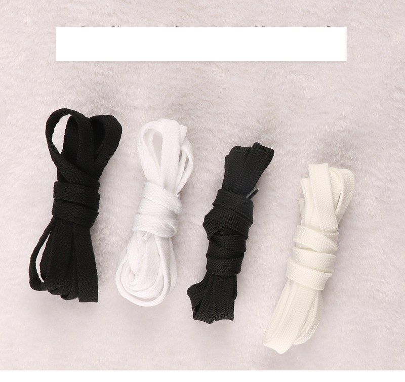 A- standard high-top canvas single double-layer black and flat thick small white shoelaces_voghion.com