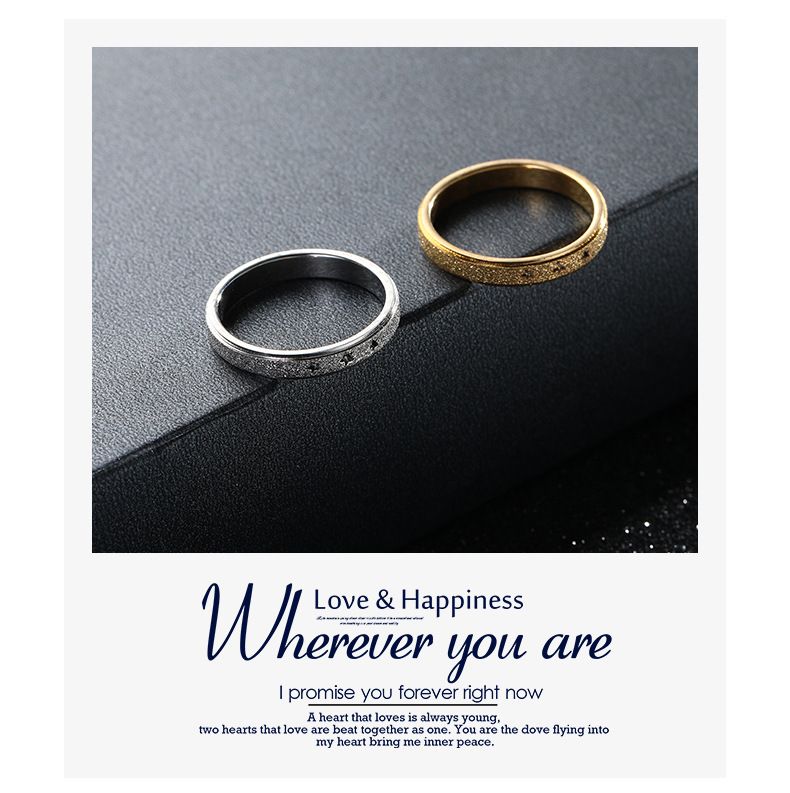 Straight and minimalist temperament Korean version geometric hollowed out star couple frosted ring jewelry_voghion.com
