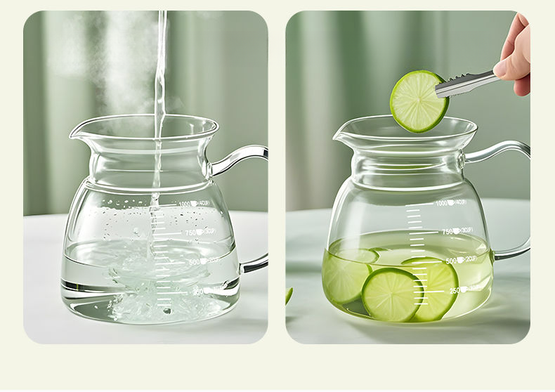 Jarra de agua de vidrio de gran capacidad, resistente a altas temperaturas, para uso doméstico, con limón, fruta, té frío, hierbas, almacenamiento_voghion.com