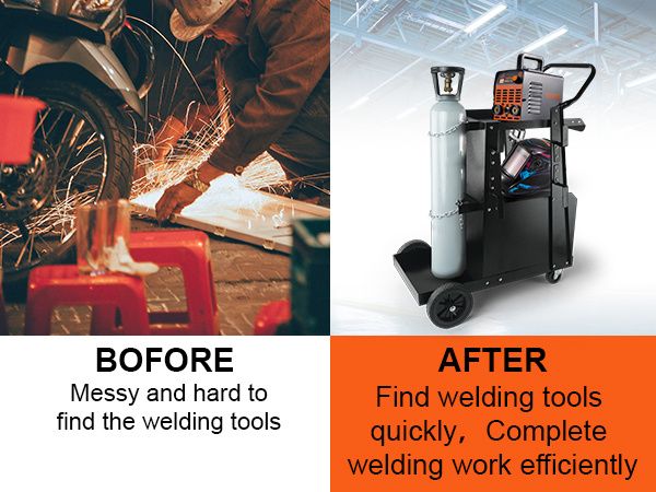 VEVOR Welding Cart, 2-Tier Heavy Duty Welder Cart with Anti-Theft Lockable Cabinet, 265LBS Weight Capacity, 360° Swivel Wheels, Tank Storage Safety Ch_voghion.com