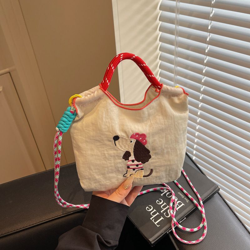 Single Shoulder Crossbody Canvas Phone Embroidered 2025 New Casual Travel Cute Dachshund Dog Bucket Bag_voghion.com