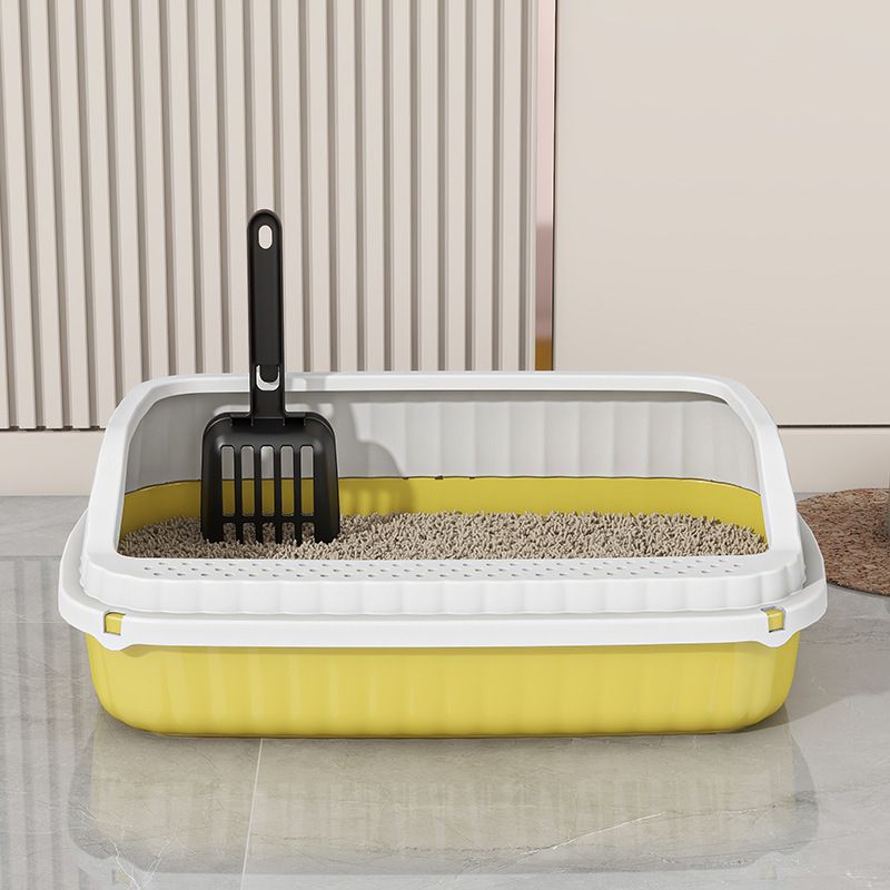 Extra Large Semi-Enclosed Anti-Splash Tray Supplies Litter Pan Cat Waste Box_voghion.com