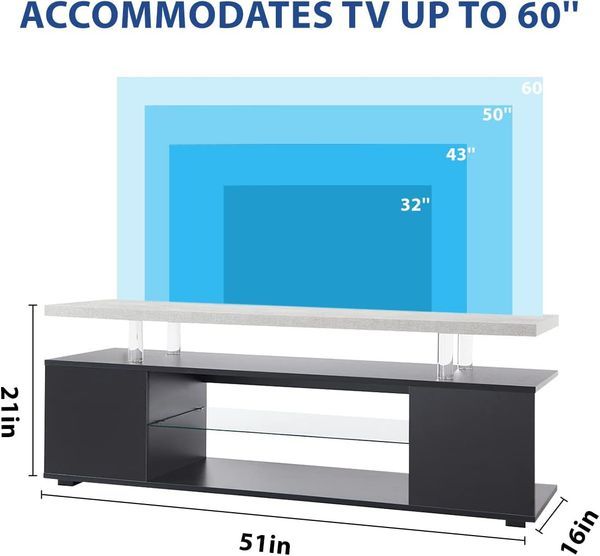 TV Stand For 65 Inch TV LED Gaming Entertainment Center Media Storage Console Table With Large Side Cabinet For Living Room( Black+Gray)_voghion.com
