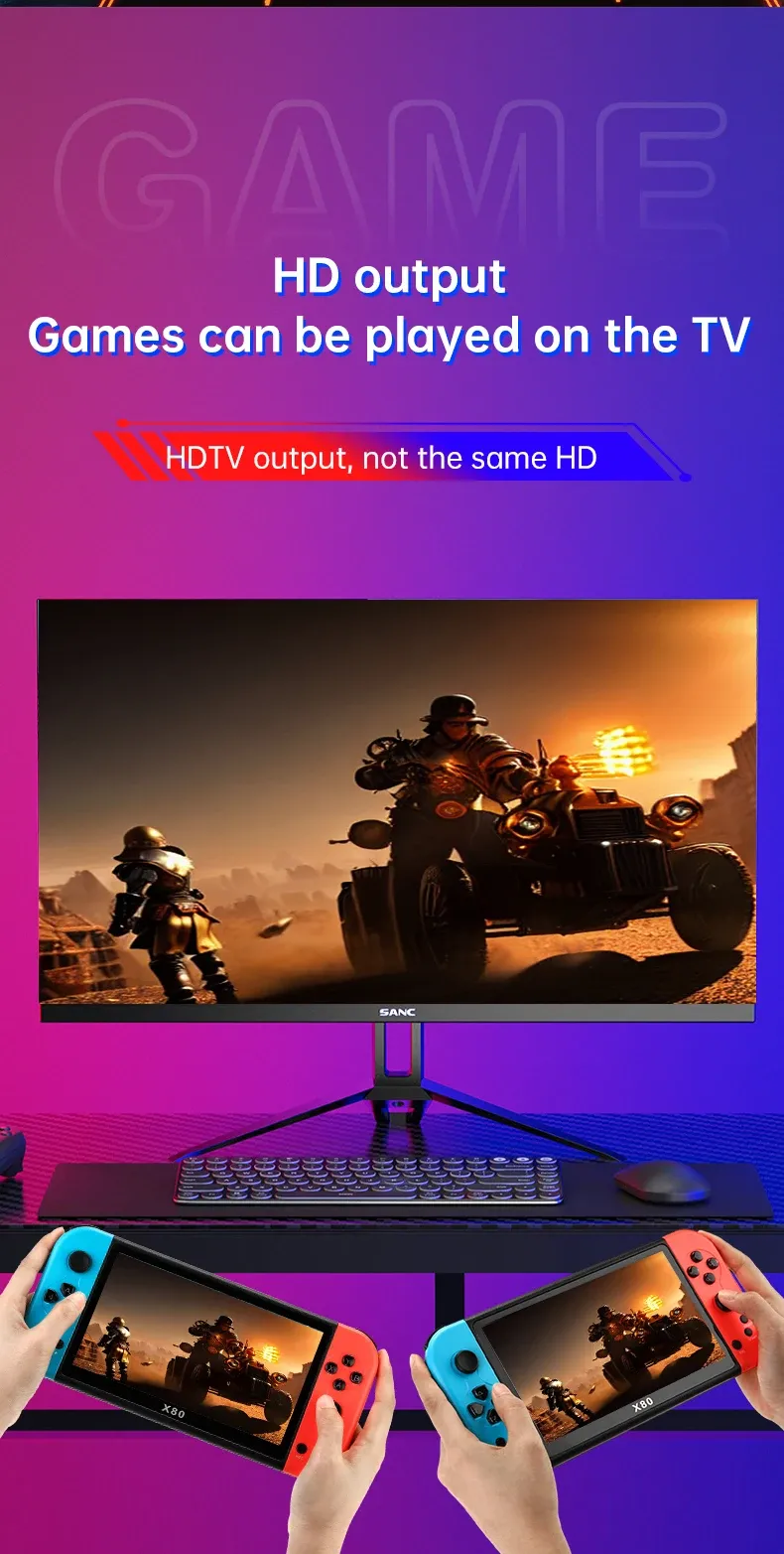 Coopreme X80 Portable Console 7-inch HD Large Screen Arcade PS1 Emulator Multi-function Nostalgia Classic PSP Handheld_voghion.com