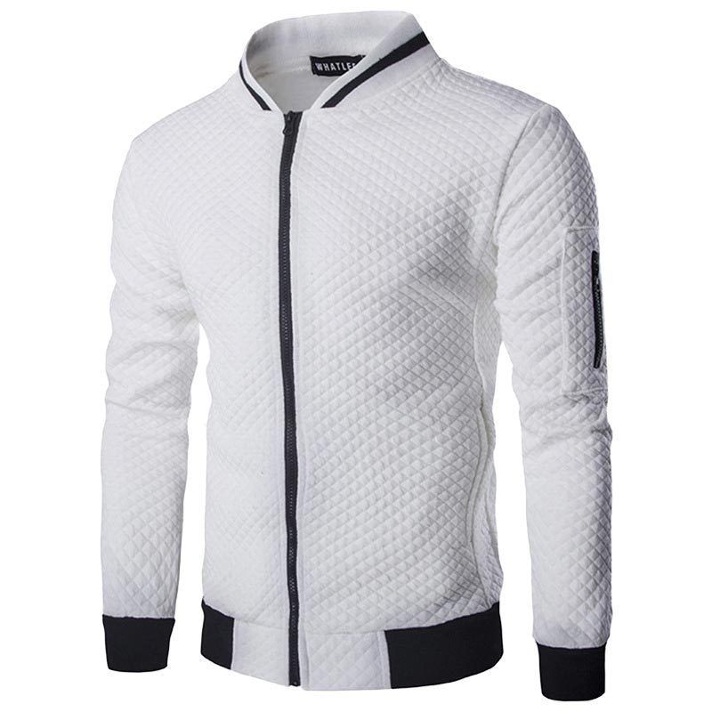 2024 European size new zipper stand up collar hoodie men's checkered cardigan jacket_voghion.com