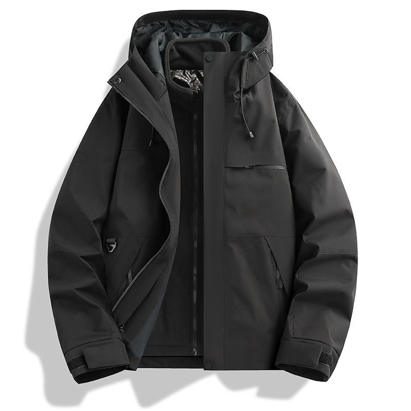 Giacca da trekking con cappuccio, unisex, antivento, impermeabile, fodera staccabile, 3 in 1, autunno inverno_voghion.com
