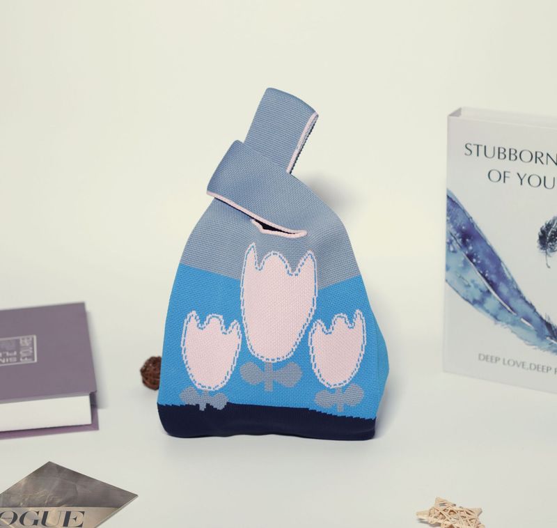 Borsa a secchiello grande in maglia intrecciata da donna, stile Ins, regalo_voghion.com