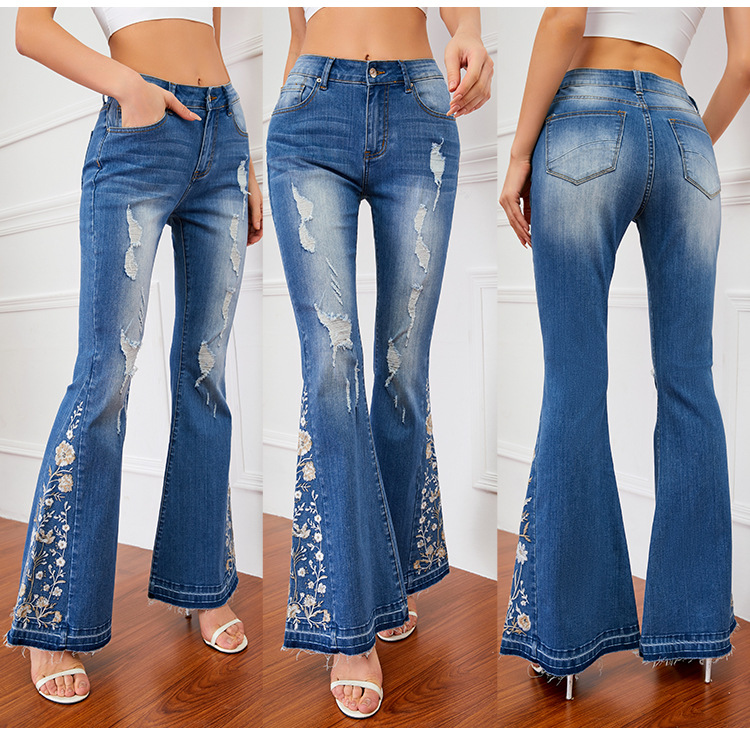 Γυναικεία ρούχα με τζιν για γυναίκες Βαριά βιομηχανία τρισδιάστατο κέντημα 3D Γυναικείο τζιν παντελόνι_voghion.com