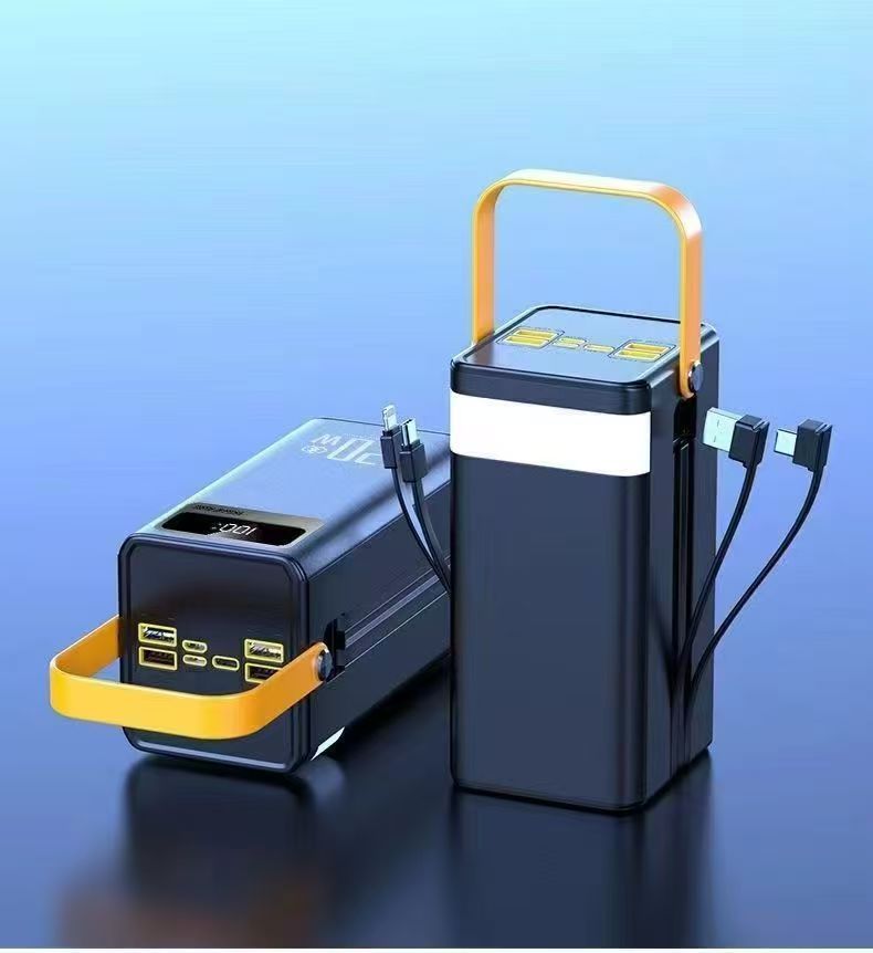 120W supersnel oplaadbare powerbank met ingebouwde kabels, 80.000 mAh draagbare buitenlader met hoge capaciteit voor iPhone, Android en laptop_voghion.com