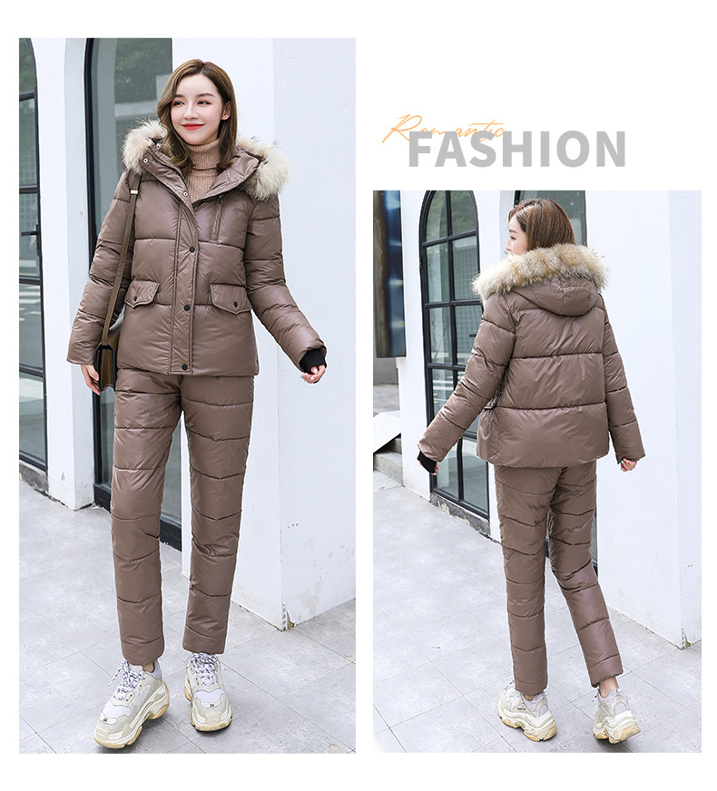 Gepolstertes Winter-Jumpsuit-Set für Damen – Verdickter warmer Baumwollmantel und -hose, elegantes Freizeitoutfit für kaltes Wetter_voghion.com