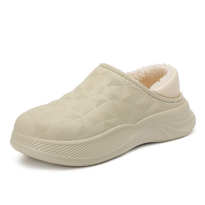 Unbeatable Quality Men's Slippers With A Sense Of Stepping On Poop And Thick Velvet Warmth, Suitable Outdoor Wear. Waterproof Black Cotton_voghion.com