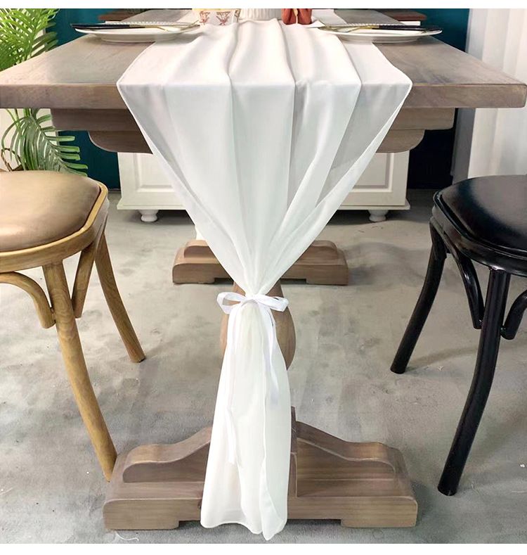 Simple Solid Color Chiffon Table Flag Hotel Wedding Decoration Table Flag Chiffon Table Flag_voghion.com