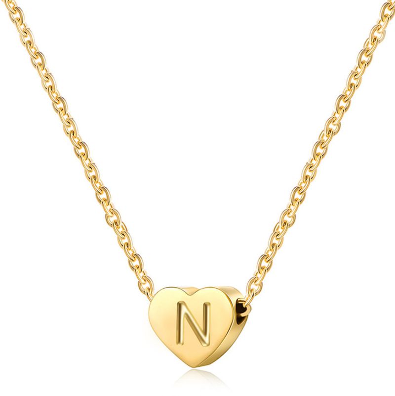 colar de aço titânio com 26 letras de amor em formato de coração_voghion.com