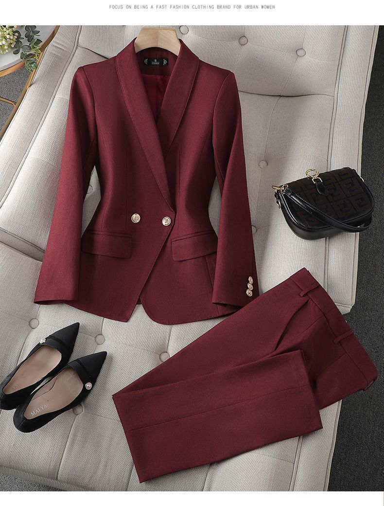 Women's Clothing Orange suit small high end professional temperament goddess suit formal wear_voghion.com