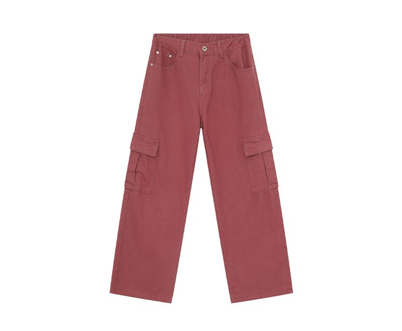 EF JEANS | 2024 Nuova salopette vintage semplice con tasche grandi e vita semi-elastica, jeans rosa pesca_voghion.com