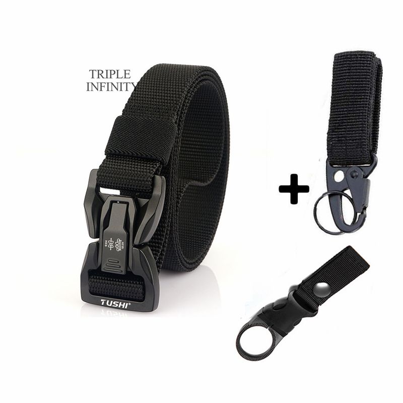 Hebilla de liberación rápida de metal caliente para hombres, cinturones tácticos de nailon finos resistentes al desgaste, cinturón de trabajo al aire libre de 2,5 cm de ancho para senderismo_voghion.com