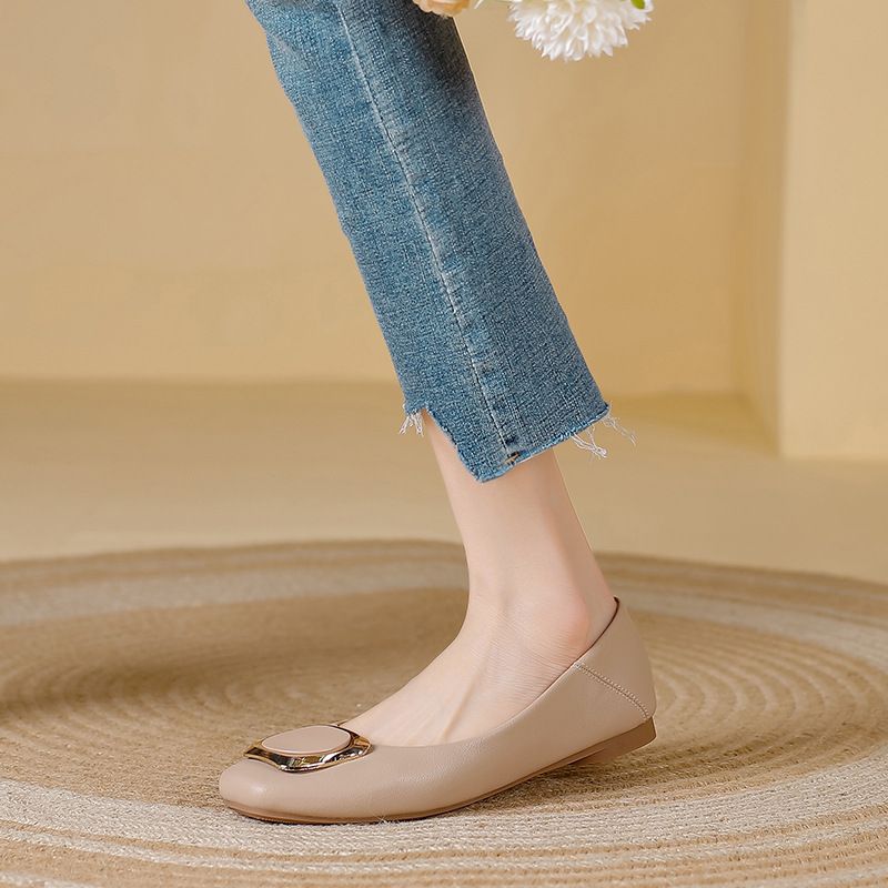 Rindsleder-Version ~ Flach für Damen, Flachmund 2025 Neue Loafer aus echtem Leder, Mokassins mit weicher Sohle, große Damenschuhe_voghion.com