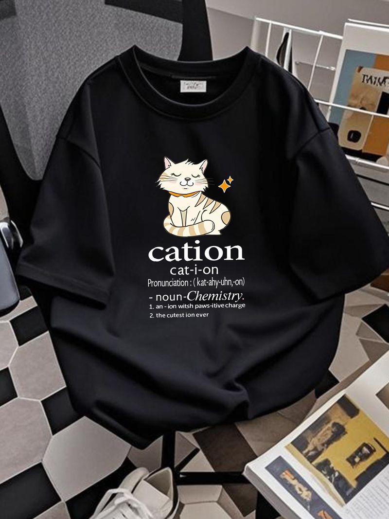 Lustiges T-Shirt für Katzenliebhaber mit Chemie-Motiv, bequem, atmungsaktiv, ideal für den Sommer, dehnbar, Unisex_voghion.com