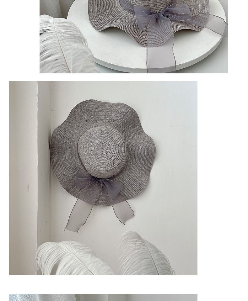 Summer large brimmed straw women's foldable beach UV resistant hat, sun protection hat_voghion.com