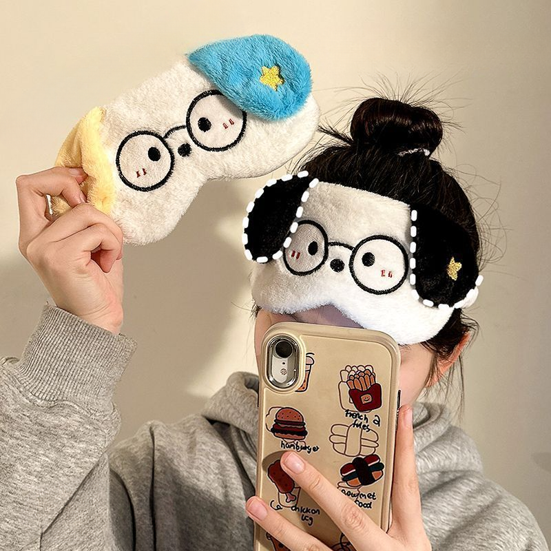 Plush Sleep Mask For Students, Cute Cartoon Funny Mask, Relieves Fatigue, Aids Sleep, Nap, Sleeping, Special Eye_voghion.com